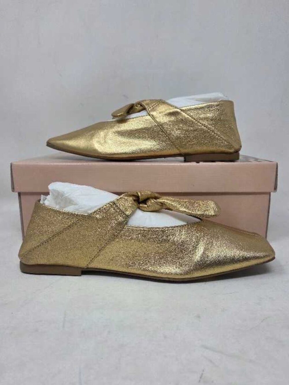 EU 37 Vicenza x Anthropologie Gold bow Mary Jane ballet metallic flats (US 6-6.5